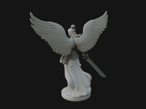 Winged Angel Warrior Woman Statue Design 5 - 3D Print Model 3D Print Model