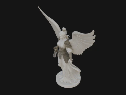 Winged Angel Warrior Woman Statue Design 5 - 3D Print Model 3D Print Model