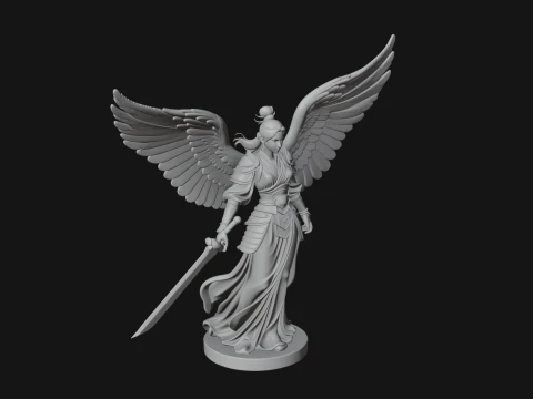 Winged Angel Warrior Woman Statue Design 5 - 3D Print Model 3D Print Model