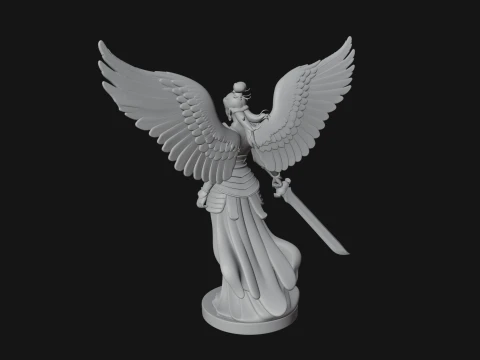 Winged Angel Warrior Woman Statue Design 5 - 3D Print Model 3D Print Model