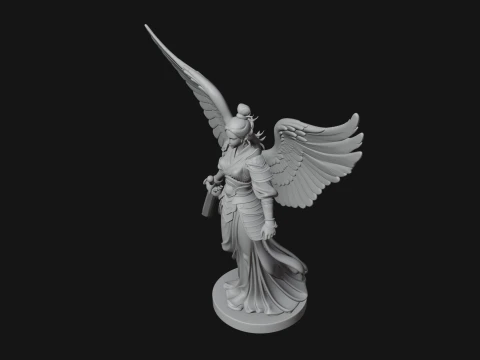 Winged Angel Warrior Woman Statue Design 5 - 3D Print Model 3D Print Model