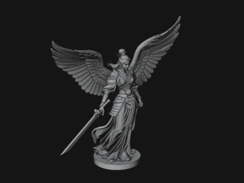 Winged Angel Warrior Woman Statue Design 5 - 3D Print Model 3D Print Model