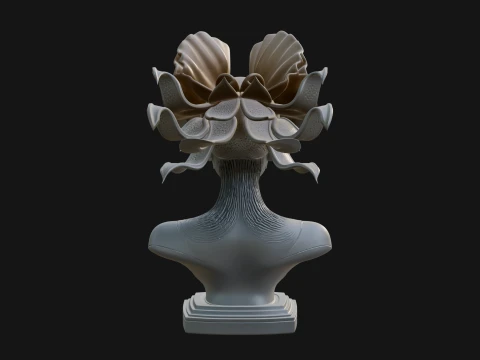 Shell Crown Woman Bust Statue Design 7 - 3D Print Model 3D Print Model