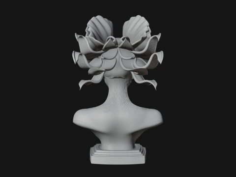 Shell Crown Woman Bust Statue Design 7 - 3D Print Model 3D Print Model