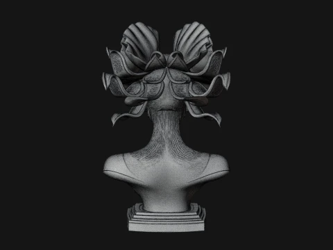 Shell Crown Woman Bust Statue Design 7 - 3D Print Model 3D Print Model