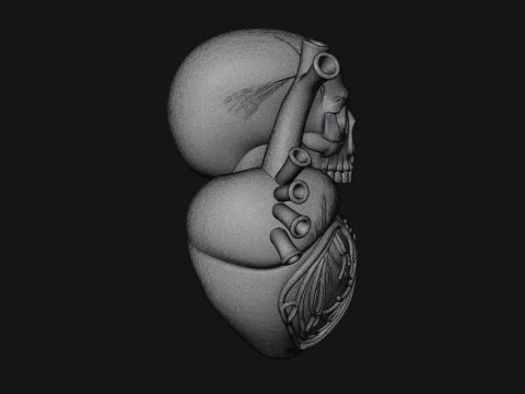 Skull and Heart Anatomy Statue Design 3 - 3D Print Model 3D Print Model