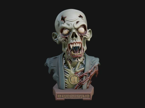 Zombie Bust Statue Design 7 - 3D Print Model 3D Print Model