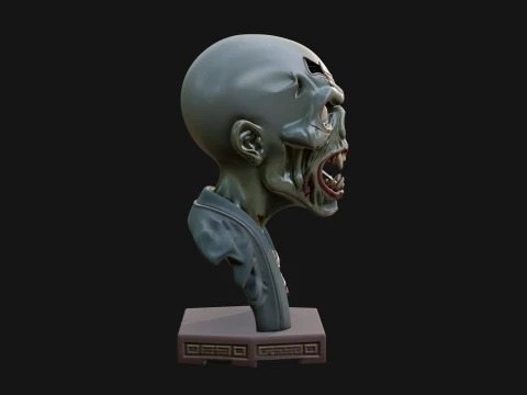 Zombie Bust Statue Design 7 - 3D Print Model 3D Print Model