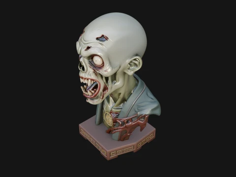 Zombie Bust Statue Design 7 - 3D Print Model 3D Print Model