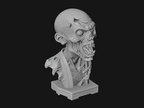Zombie Bust Statue Design 7 - 3D Print Model 3D Print Model