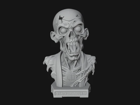 Zombie Bust Statue Design 7 - 3D Print Model 3D Print Model