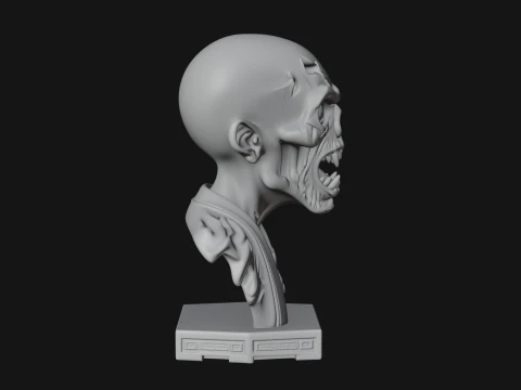 Zombie Bust Statue Design 7 - 3D Print Model 3D Print Model