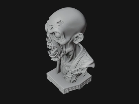 Zombie Bust Statue Design 7 - 3D Print Model 3D Print Model