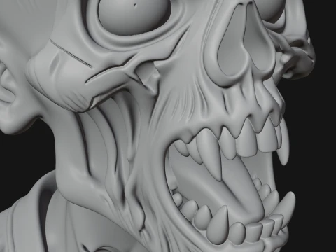 Zombie Bust Statue Design 7 - 3D Print Model 3D Print Model