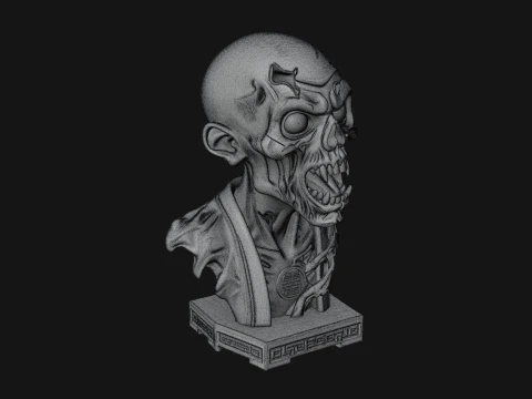 Zombie Bust Statue Design 7 - 3D Print Model 3D Print Model