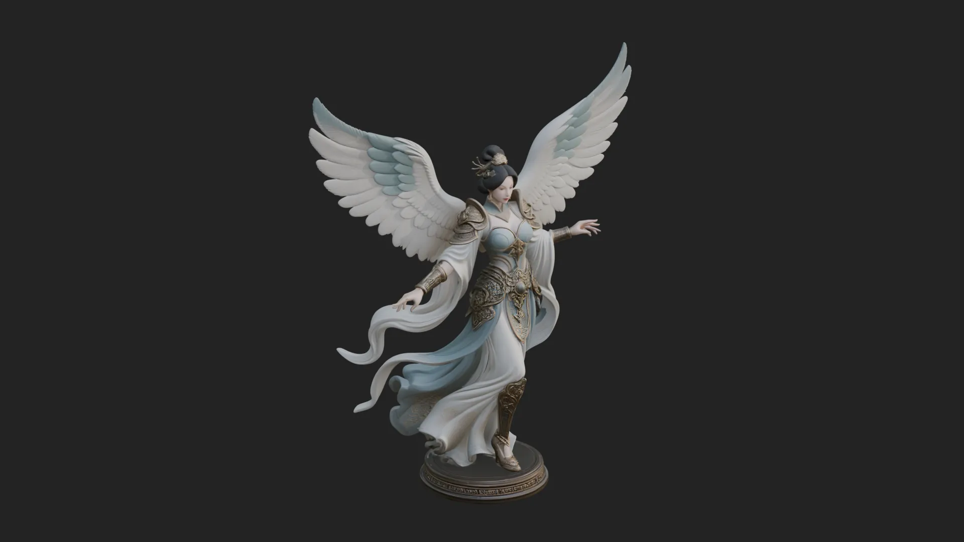 Winged Celestial Fairy Statue Design 3 - 3D Print Model 3D Print Model .c4d .max .obj .3ds .fbx .stl .blend 