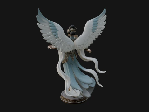 Winged Celestial Fairy Statue Design 3 - 3D Print Model 3D Print Model