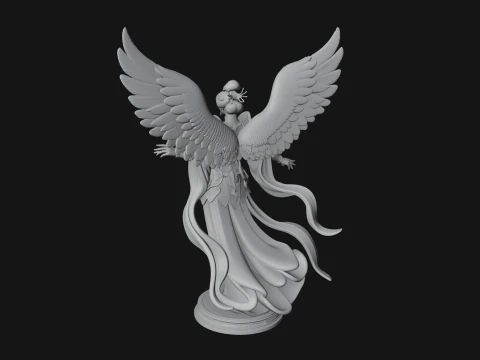Winged Celestial Fairy Statue Design 3 - 3D Print Model 3D Print Model