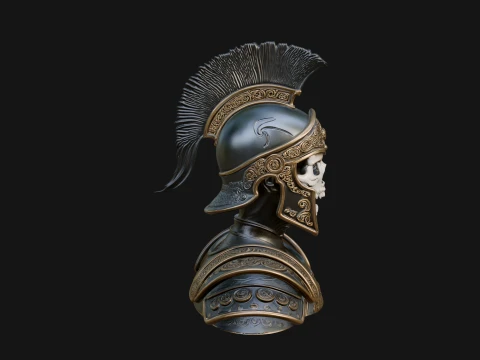 Crested Helmet Armor Bust Statue Design 8 - 3D Print Model 3D Print Model