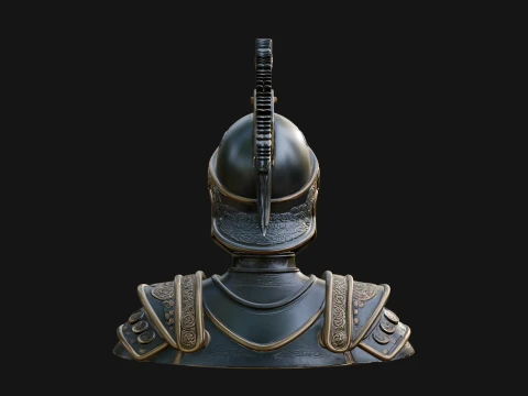 Crested Helmet Armor Bust Statue Design 8 - 3D Print Model 3D Print Model