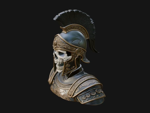 Crested Helmet Armor Bust Statue Design 8 - 3D Print Model 3D Print Model