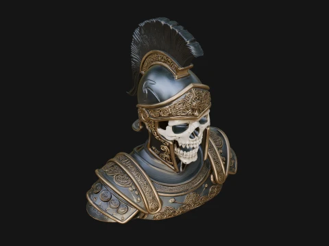 Crested Helmet Armor Bust Statue Design 8 - 3D Print Model 3D Print Model