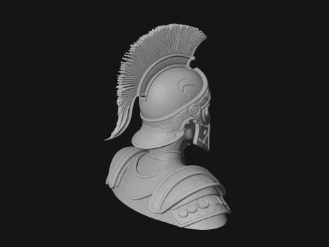 Crested Helmet Armor Bust Statue Design 8 - 3D Print Model 3D Print Model