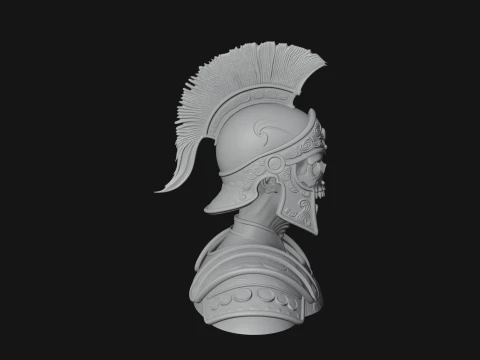 Crested Helmet Armor Bust Statue Design 8 - 3D Print Model 3D Print Model