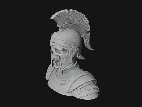 Crested Helmet Armor Bust Statue Design 8 - 3D Print Model 3D Print Model