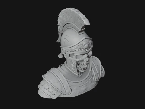 Crested Helmet Armor Bust Statue Design 8 - 3D Print Model 3D Print Model