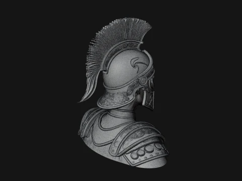 Crested Helmet Armor Bust Statue Design 8 - 3D Print Model 3D Print Model