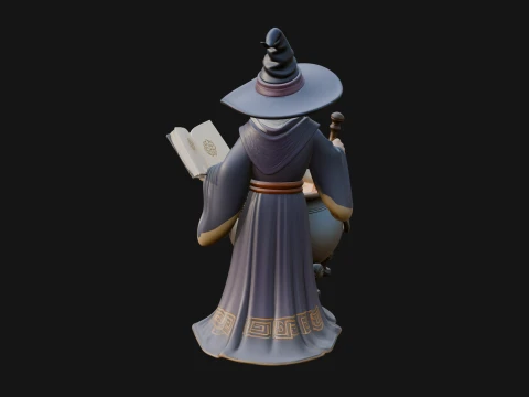 Wizard with Cauldron Statue Design 4 - 3D Print Model 3Dプリントモデル