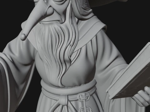 Wizard with Cauldron Statue Design 4 - 3D Print Model 3Dプリントモデル