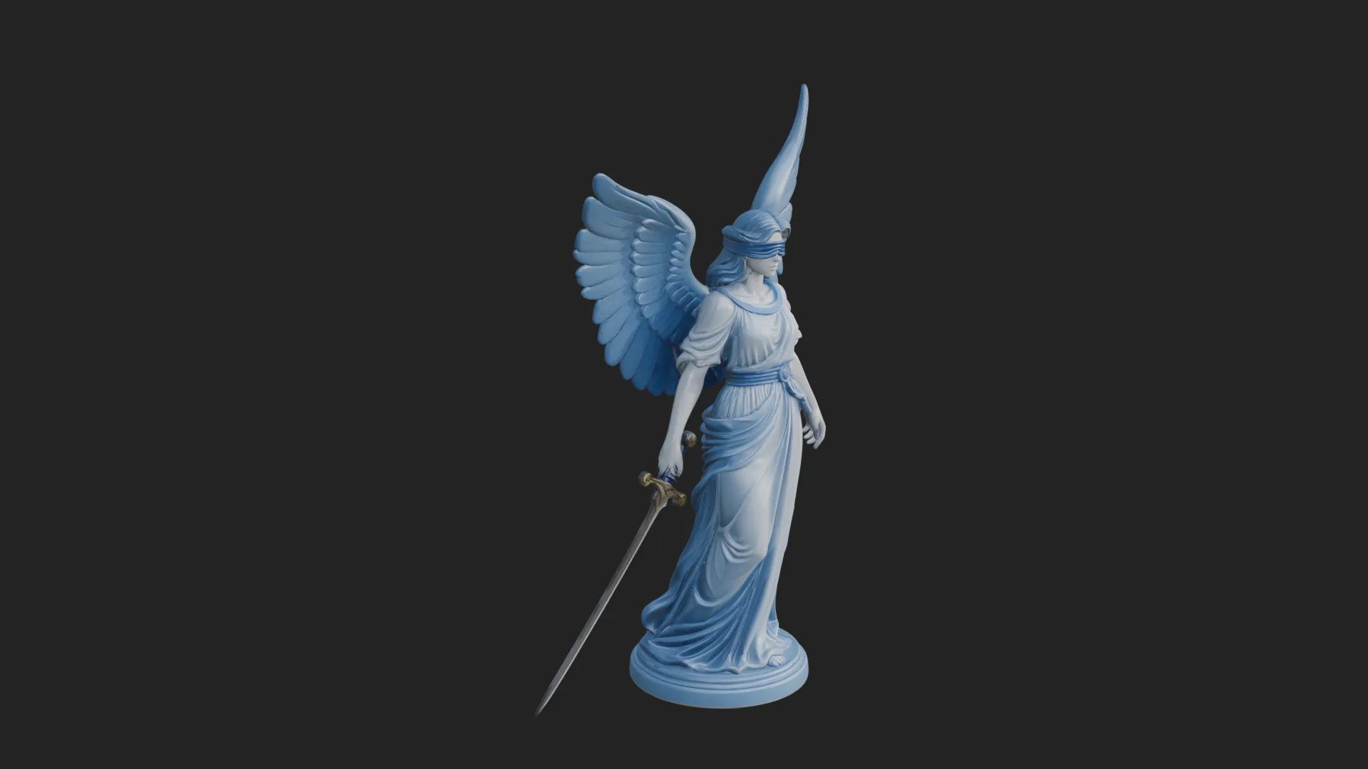 Winged Angel Warrior Woman Statue Design 6 - 3D Print Model 3D Druckmodell .c4d .max .obj .3ds .fbx .stl .blend 