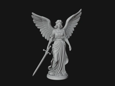 Winged Angel Warrior Woman Statue Design 6 - 3D Print Model 3D Druckmodell