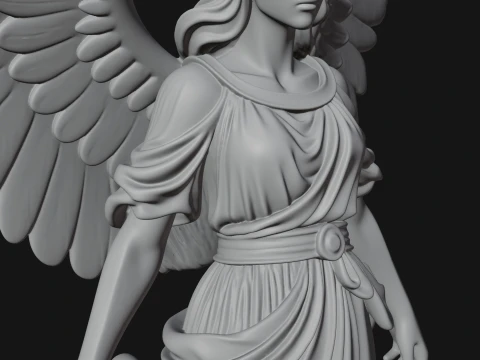 Winged Angel Warrior Woman Statue Design 6 - 3D Print Model 3D Druckmodell