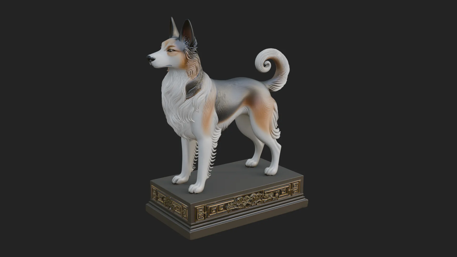 Dog on Pedestal Statue Design 2 - 3D Print Model 3D Print Model .c4d .max .obj .3ds .fbx .stl .blend 