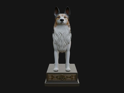 Dog on Pedestal Statue Design 2 - 3D Print Model 3D Print Model