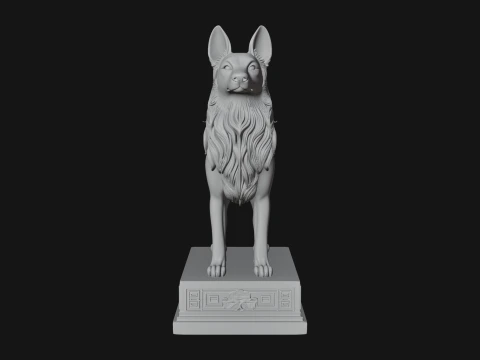 Dog on Pedestal Statue Design 2 - 3D Print Model 3D Print Model