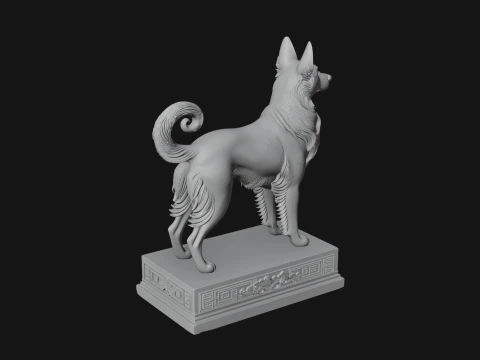 Dog on Pedestal Statue Design 2 - 3D Print Model 3D Print Model