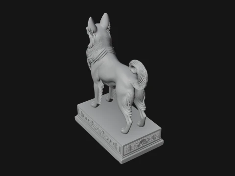 Dog on Pedestal Statue Design 2 - 3D Print Model 3D Print Model