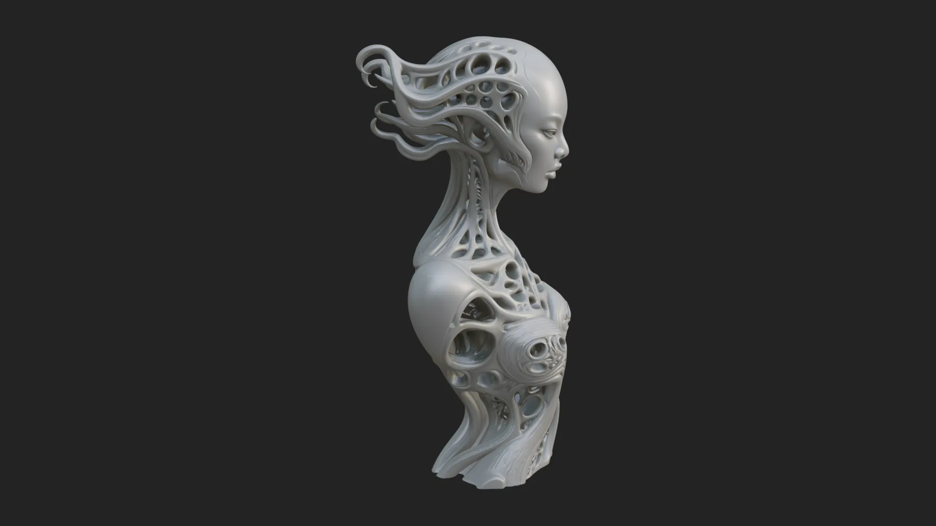 Biomechanical Alien Bust Statue Design 8 - 3D Print Model Modelo de impresión 3D .c4d .max .obj .3ds .fbx .stl .blend 