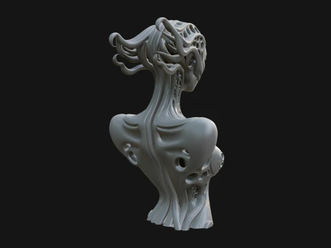 Biomechanical Alien Bust Statue Design 8 - 3D Print Model Modelo de impresión 3D