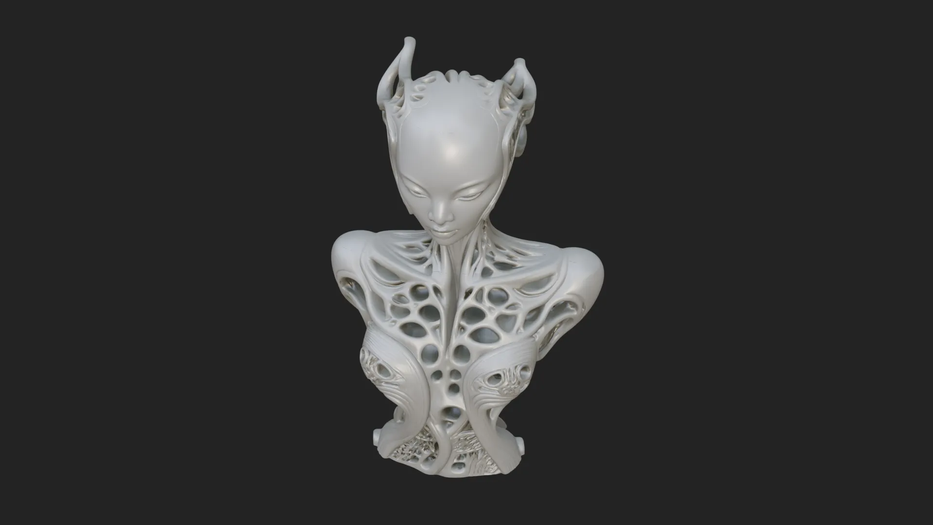 Biomechanical Alien Bust Statue Design 8 - 3D Print Model 3D Print Model .c4d .max .obj .3ds .fbx .stl .blend 