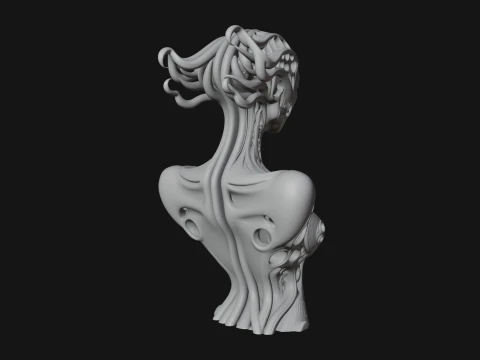 Biomechanical Alien Bust Statue Design 8 - 3D Print Model Modelo de impresión 3D