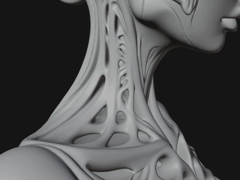 Biomechanical Alien Bust Statue Design 8 - 3D Print Model Modelo de impresión 3D