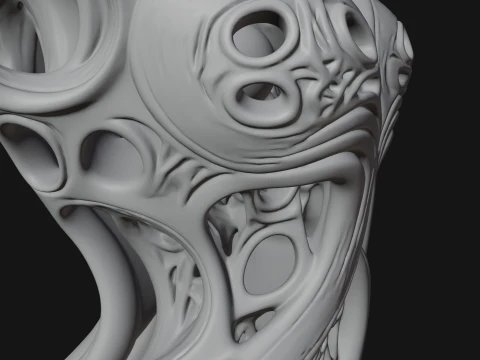 Biomechanical Alien Bust Statue Design 8 - 3D Print Model Modelo de impresión 3D