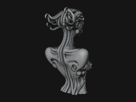 Biomechanical Alien Bust Statue Design 8 - 3D Print Model Modelo de impresión 3D
