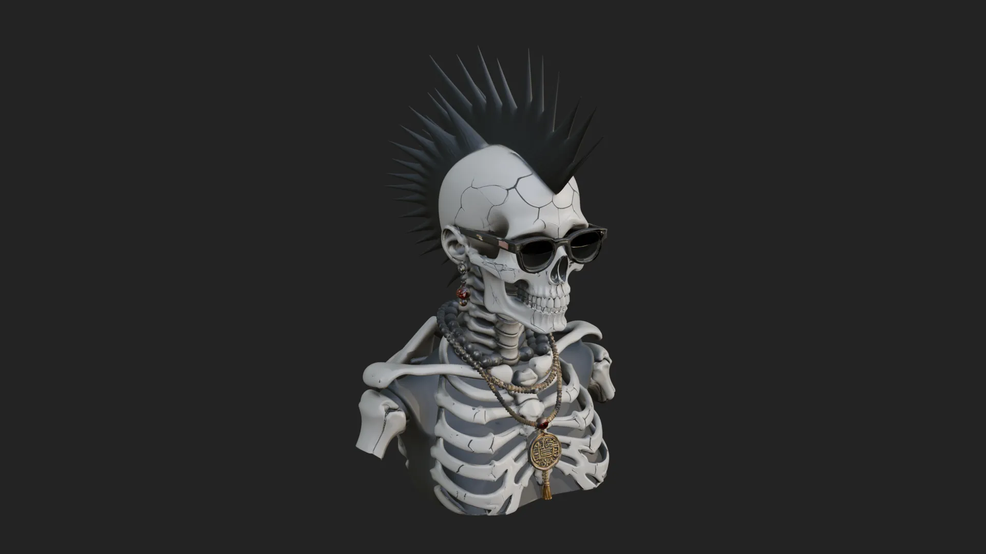 Punk Skull Bust Statue Design 4 - 3D Print Model Model do druku 3D .c4d .max .obj .3ds .fbx .stl .blend 