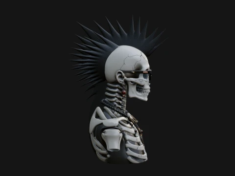 Punk Skull Bust Statue Design 4 - 3D Print Model Model do druku 3D